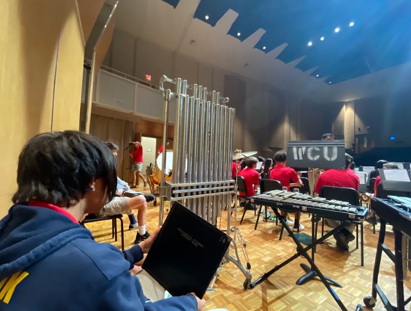 The band participates in a workshop at WCU.